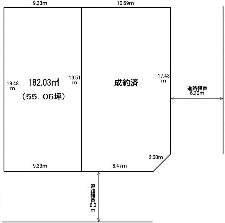 Compartment figure. Land price 23.8 million yen, Land area 182.03 sq m site plan