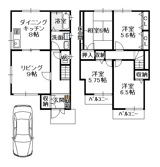 Floor plan. 14 million yen, 4LDK, Land area 93.71 sq m , Building area 94.1 sq m