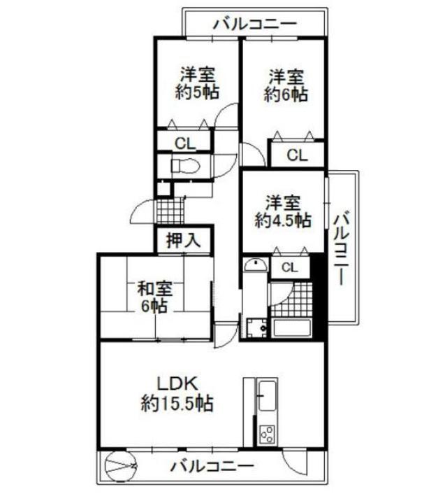 Floor plan. 4LDK, Price 8.9 million yen, Occupied area 82.78 sq m , Balcony area 27 sq m 3 sided balcony