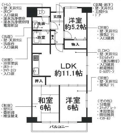 Floor plan. 3LDK, Price 9.8 million yen, Footprint 64 sq m , Balcony area 7.84 sq m