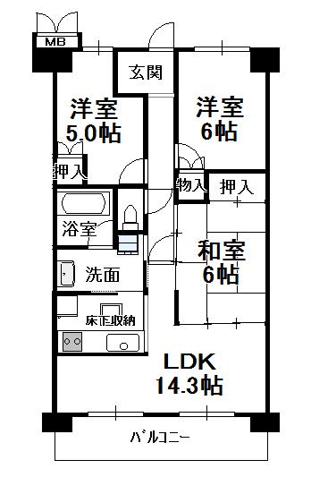 Floor plan. 3LDK, Price 12,980,000 yen, Occupied area 67.26 sq m , Balcony area 10.21 sq m