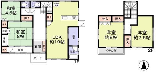 Floor plan. 21,800,000 yen, 4LDK, Land area 152.72 sq m , Building area 119.47 sq m