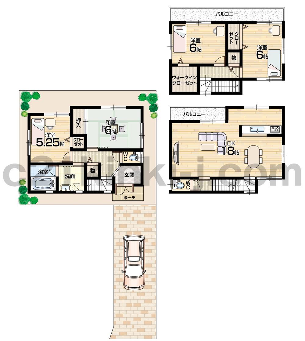 Floor plan. 33,800,000 yen, 4LDK + S (storeroom), Land area 86.4 sq m , Building area 100.84 sq m floor plan 4LDK! All rooms 6 quires more!