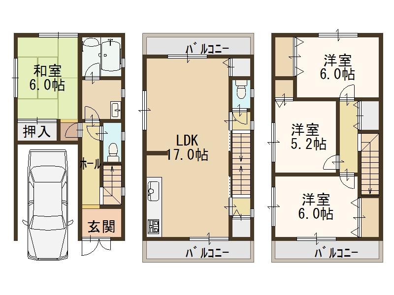 Floor plan. 35,800,000 yen, 4LDK, Land area 61.94 sq m , Building area 117.79 sq m