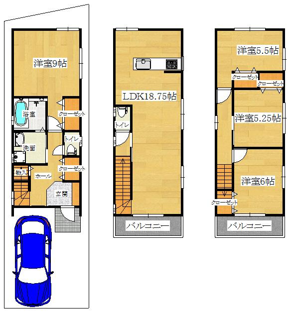 Floor plan. 38,800,000 yen, 4LDK, Land area 62.36 sq m , Building area 106.92 sq m