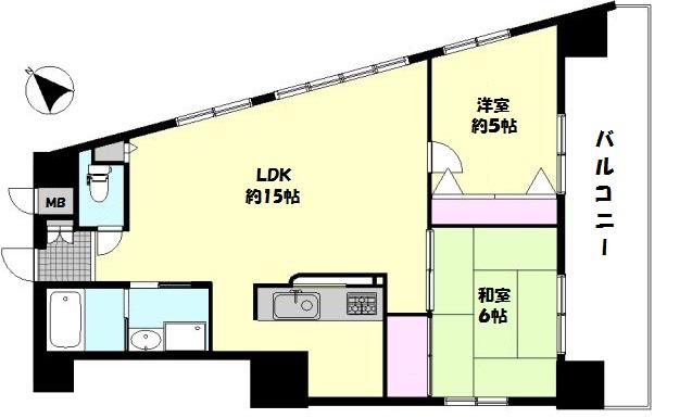 Floor plan. 2LDK, Price 22,800,000 yen, Occupied area 64.88 sq m , Balcony area 12.8 sq m 2LDK, The room is very beautiful.
