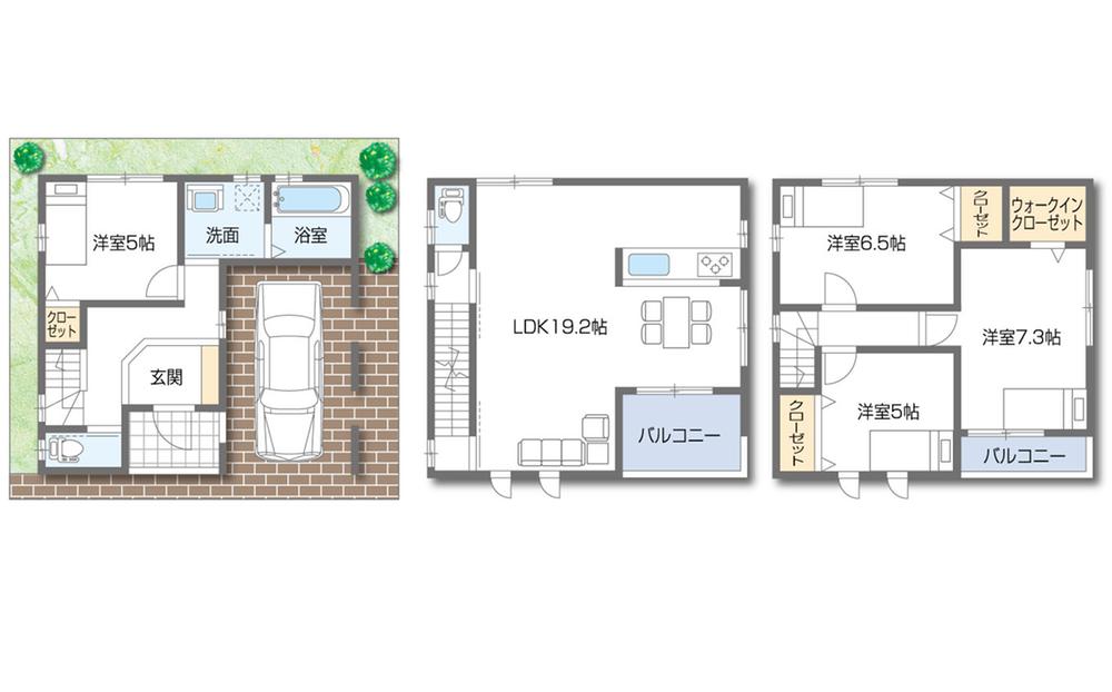 Building plan example (floor plan). Building plan example Building price 17,900,000 yen, Building area 111.37 sq m