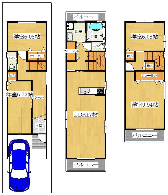 Floor plan. 42,800,000 yen, 4LDK, Land area 67.86 sq m , Building area 124.26 sq m