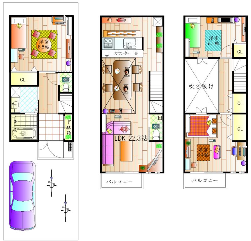 Floor plan. 49,800,000 yen, 3LDK, Land area 75.98 sq m , Building area 114.81 sq m Floor