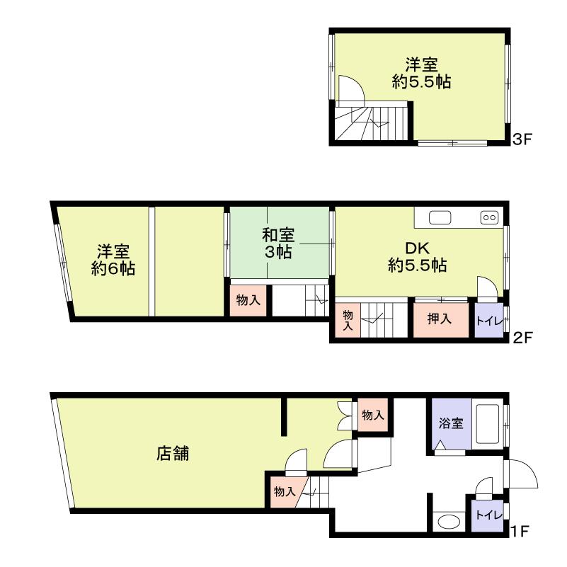 Floor plan. 12.9 million yen, 3DK, Land area 49.55 sq m , Building area 90.43 sq m