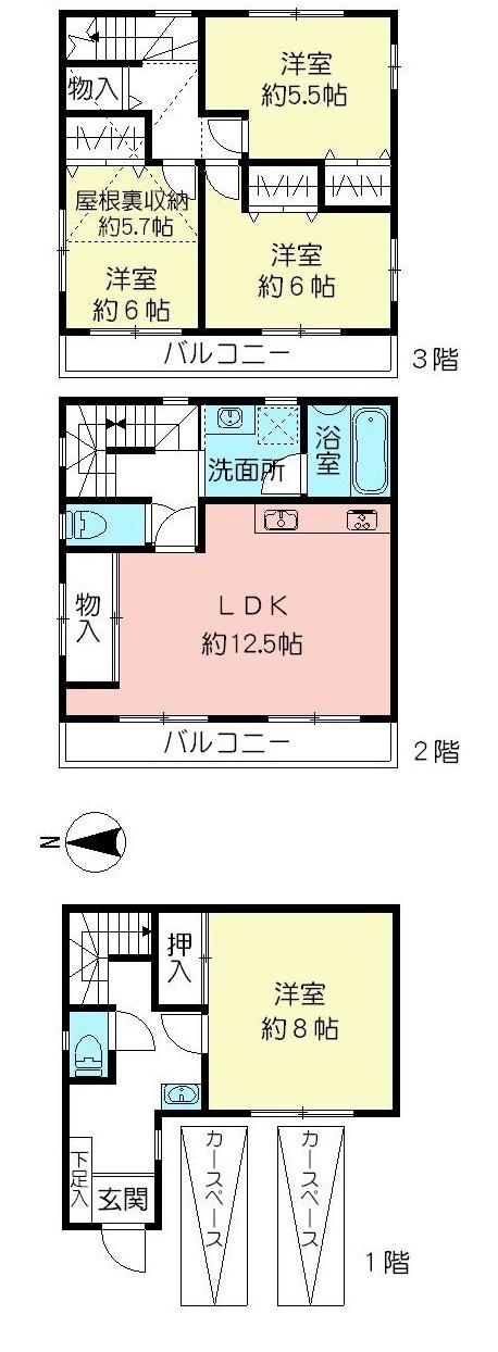 Floor plan. 36,800,000 yen, 4LDK, Land area 67.54 sq m , Building area 105.98 sq m