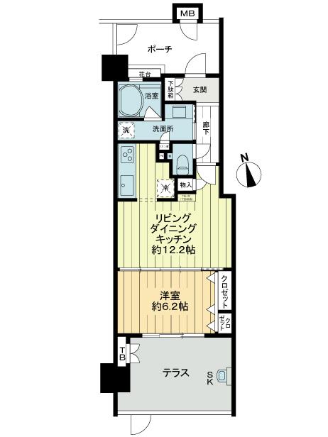 Floor plan. 1LDK, Price 18,800,000 yen, Occupied area 46.65 sq m