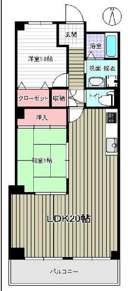 Floor plan. 2LDK, Price 18.9 million yen, Occupied area 72.08 sq m , Balcony area 7.05 sq m