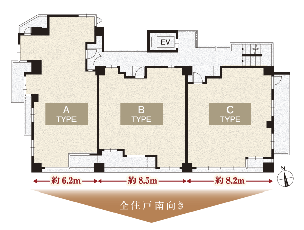 Buildings and facilities. 1 floor 3 House of dwelling unit design. Ventilation in all dwelling units facing south ・ Has excellent lighting (floor illustration)