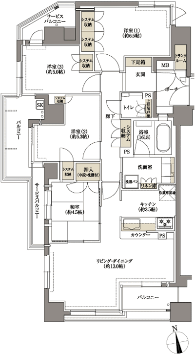 Floor: 4LDK, occupied area: 85.66 sq m, Price: 50.5 million yen