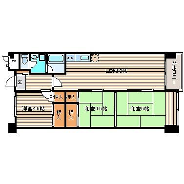 Floor plan. 3LDK, Price 13 million yen, Occupied area 59.35 sq m , Balcony area 9.23 sq m
