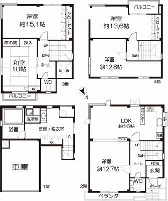 Floor plan. 53,800,000 yen, 5LDK, Land area 88.53 sq m , Building area 216.49 sq m floor space of about 65 square meters 5LDK LDK16 Pledge All rooms are 10 quires more
