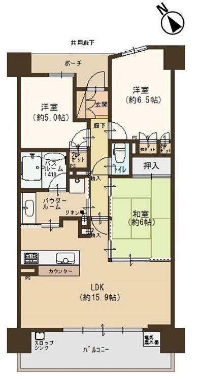 Floor plan. 3LDK, Price 33,800,000 yen, Occupied area 72.79 sq m , Balcony area 10.56 sq m