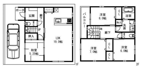 Floor plan. 40,600,000 yen, 4LDK, Land area 86.52 sq m , Building area 104.9 sq m