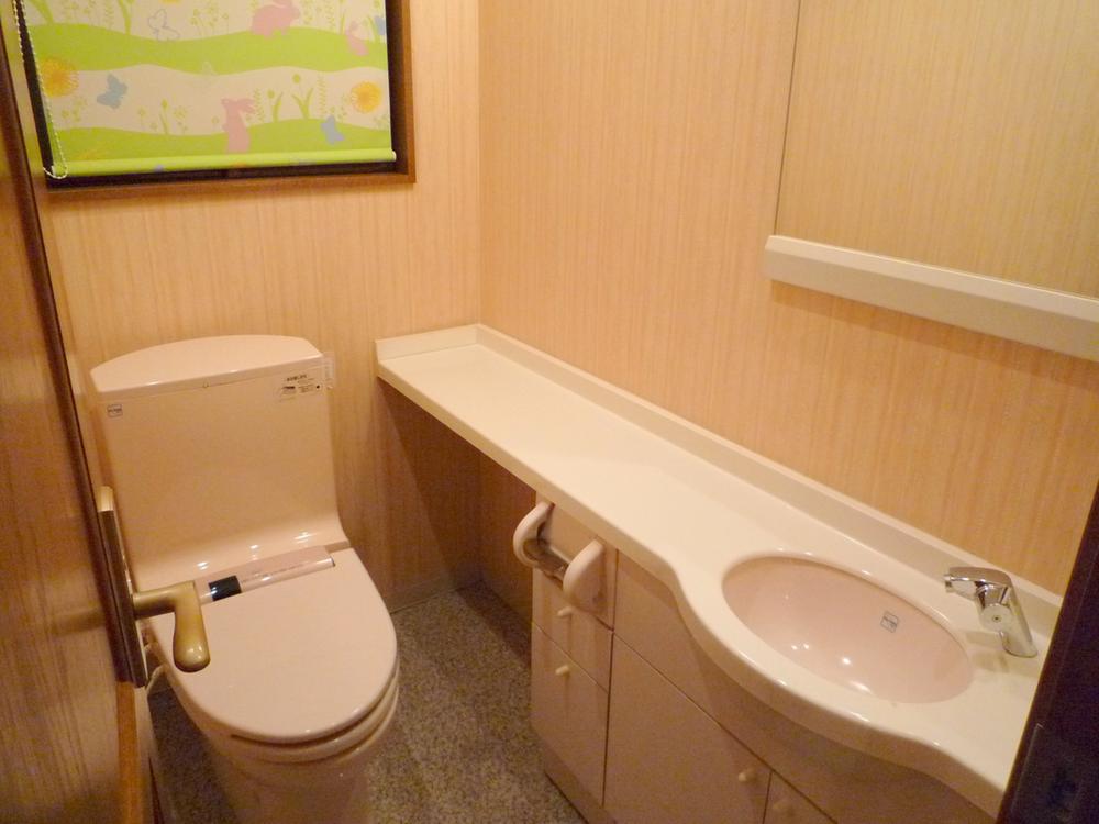 Toilet. It is hand-wash with a spacious toilet