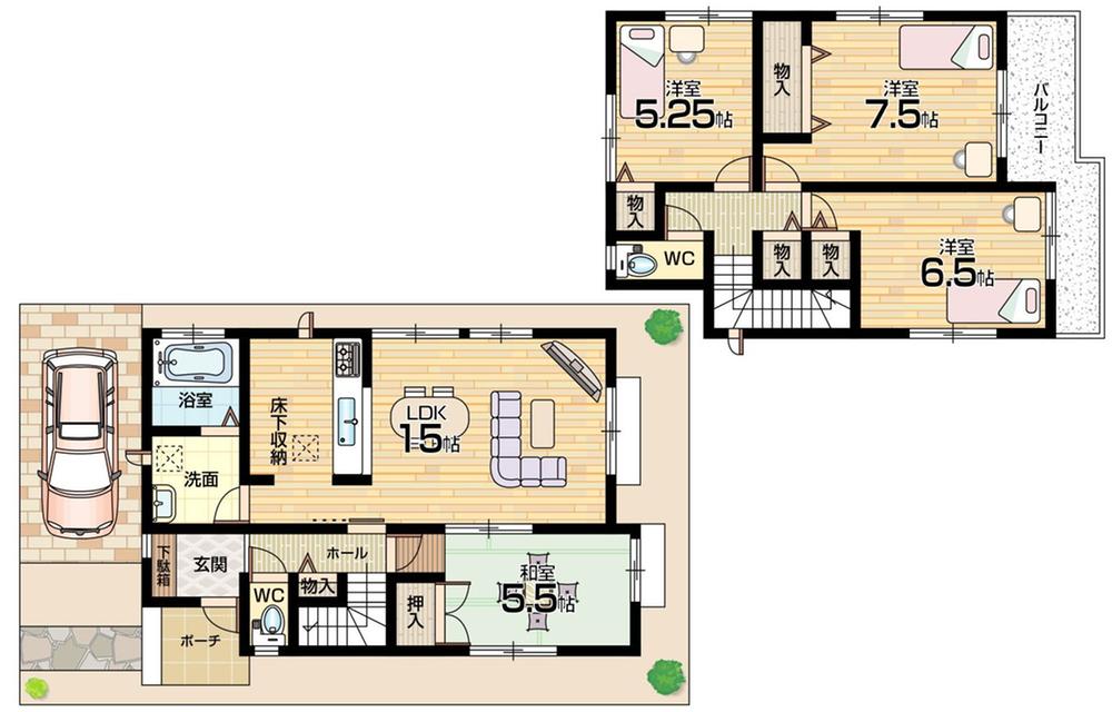 Floor plan. (No. 1 point), Price 43,800,000 yen, 4LDK, Land area 86.46 sq m , Building area 94.39 sq m