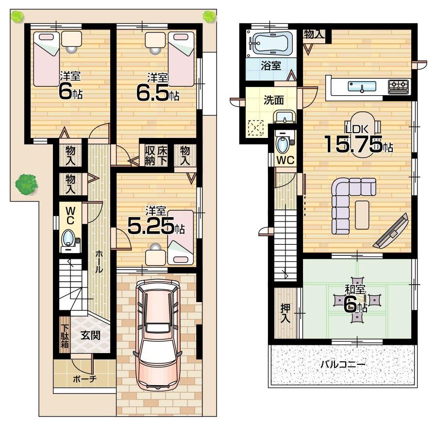 Floor plan. (No. 2 locations), Price 42,800,000 yen, 4LDK, Land area 86.85 sq m , Building area 92.32 sq m