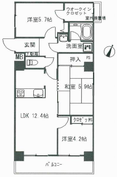Floor plan. 3LDK, Price 16,900,000 yen, Occupied area 65.89 sq m , Balcony area 5.37 sq m