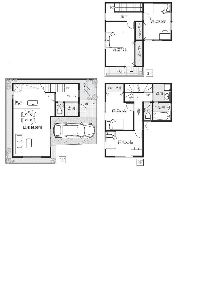 Floor plan. Price 35,800,000 yen, 4LDK, Land area 58.89 sq m , Building area 90.99 sq m