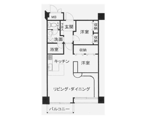 Floor plan. 2LDK, Price 11.9 million yen, Occupied area 66.23 sq m , Balcony area 3.44 sq m