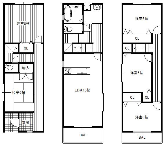 Floor plan. 40,800,000 yen, 5LDK, Land area 79.5 sq m , Building area 122.31 sq m