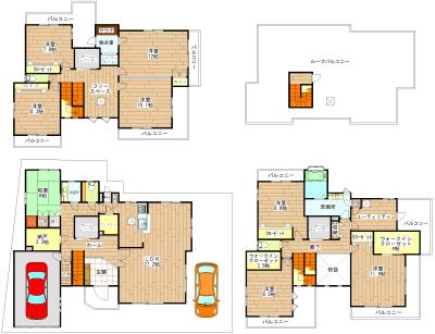 Floor plan. 180 million yen, 8LDK + S (storeroom), Land area 232.13 sq m , Building area 336.31 sq m