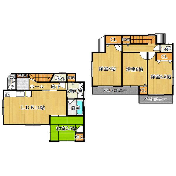 Floor plan. 38,800,000 yen, 4LDK, Land area 83.55 sq m , Building area 98.01 sq m