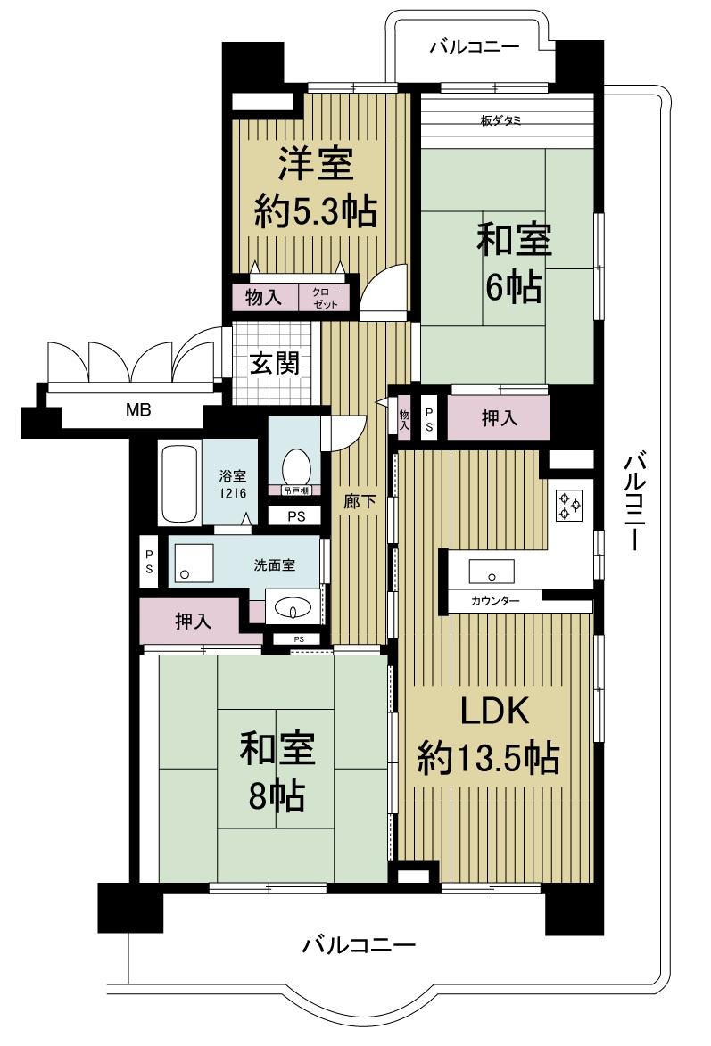 Floor plan. 3LDK, Price 27.5 million yen, Occupied area 82.32 sq m , Balcony area 31.4 sq m