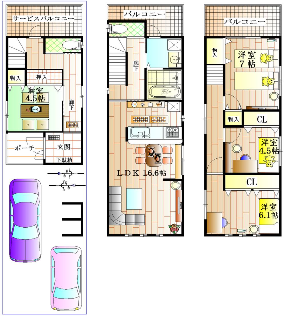 Floor plan. 43,500,000 yen, 3LDK, Land area 77.38 sq m , Floor plan can be changed if the building area 109 sq m now.