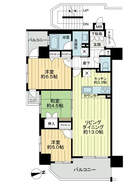 Floor plan. 3LDK, Price 27,800,000 yen, Occupied area 70.81 sq m , Balcony area 13.3 sq m