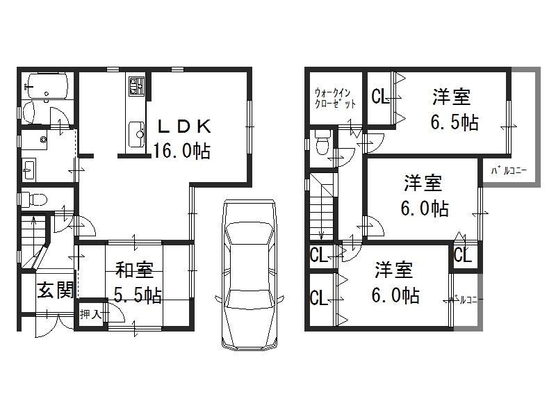 Floor plan. 36,800,000 yen, 4LDK, Land area 86.27 sq m , Building area 93.96 sq m two-story wooden house. Flat 35S corresponding housing.