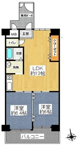 Floor plan. 2LDK, Price 15.5 million yen, Occupied area 55.45 sq m , Balcony area 9.89 sq m Single ~ Family is an easy-to-use floor plan of the room until the.