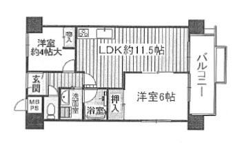 Floor plan. 2LDK, Price 13.8 million yen, Occupied area 46.02 sq m , Balcony area 7.48 sq m easy-to-use 2LDK of floor plan