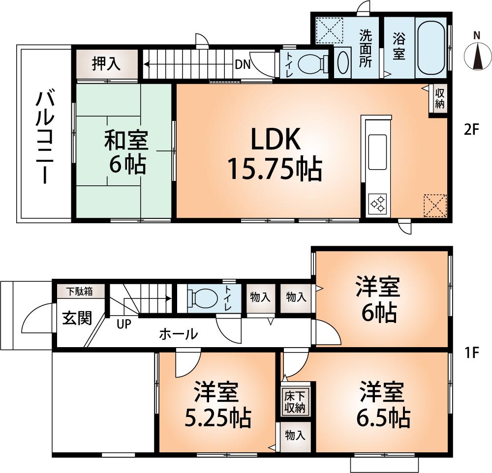 Floor plan. (No. 2 locations), Price 39,800,000 yen, 4LDK, Land area 86.85 sq m , Building area 92.32 sq m