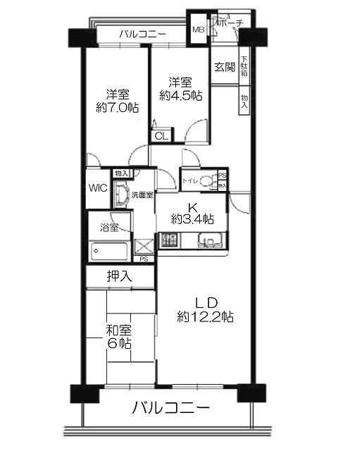 Floor plan. 3LDK, Price 25,900,000 yen, Occupied area 78.75 sq m , Balcony area 12.73 sq m