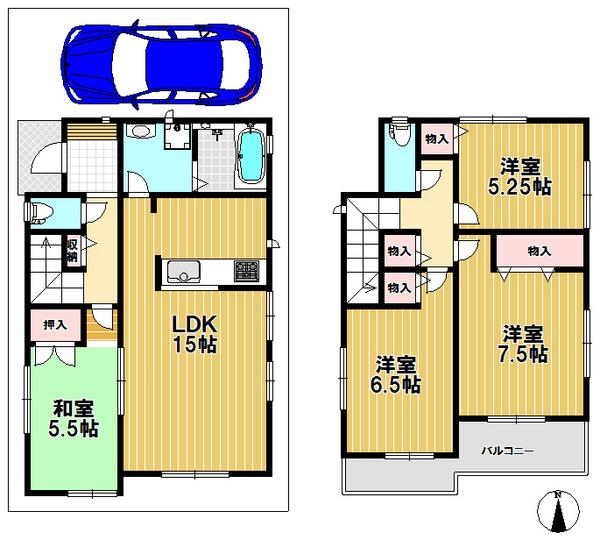 Floor plan. (No. 1 point), Price 43,800,000 yen, 4LDK, Land area 86.46 sq m , Building area 94.39 sq m