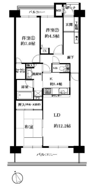 Floor plan. 3LDK, Price 25,900,000 yen, Occupied area 78.75 sq m , Balcony area 12.73 sq m
