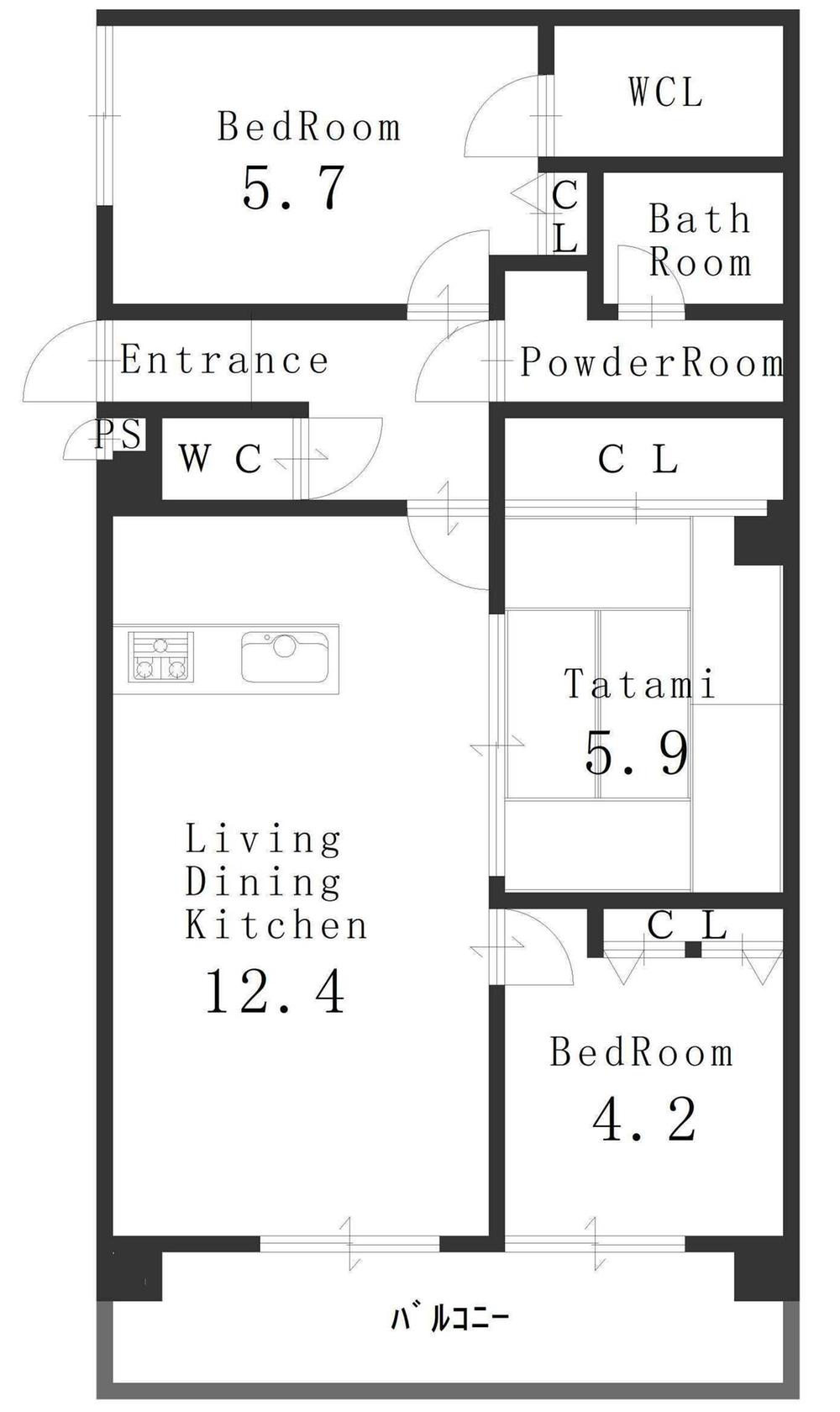 Floor plan. 3LDK, Price 16,900,000 yen, Occupied area 65.89 sq m , Balcony area 5.37 sq m