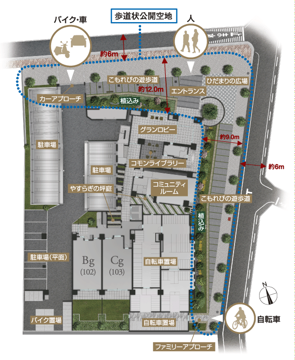 Shared facilities.  [Land Plan] In order to increase the safety, The site has been a walking car isolation design. An inverted L-shaped residential building of, And southeast to be wrapped in sunshine and 爽風, About 48 percent of the corner dwelling units of all the mansion is assured (site layout)