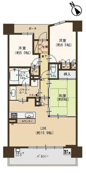 Floor plan. 3LDK, Price 33,800,000 yen, Occupied area 72.79 sq m , Balcony area 10.56 sq m