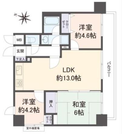 Floor plan. 3LDK, Price 17.8 million yen, Occupied area 58.86 sq m , Balcony area 10.12 sq m
