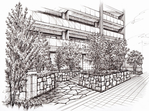 Entrance approach Rendering illustrations