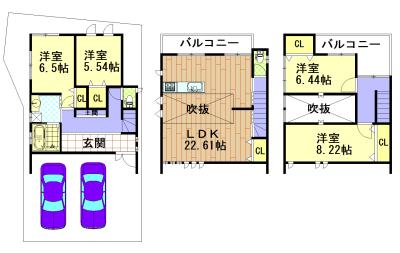 Floor plan. 49,800,000 yen, 4LDK, Land area 102.47 sq m , Building area 120.63 sq m floor plan, Design is full of design