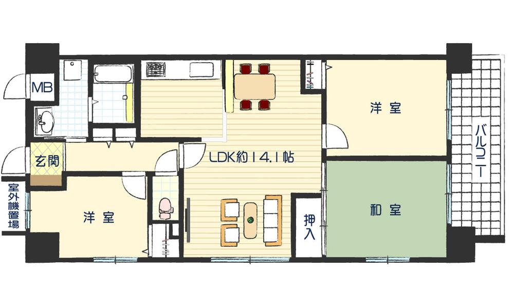 Floor plan. 3LDK, Price 22,800,000 yen, Footprint 64.8 sq m , Is a floor plan of the balcony area 7.84 sq m 3LDK because the room is already renovated in 2009, It is very beautiful.