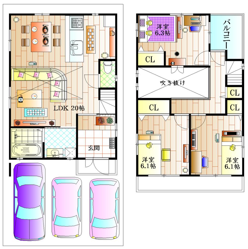 Floor plan. 49,800,000 yen, 3LDK, Land area 89.35 sq m , Building area 100.46 sq m floor plan